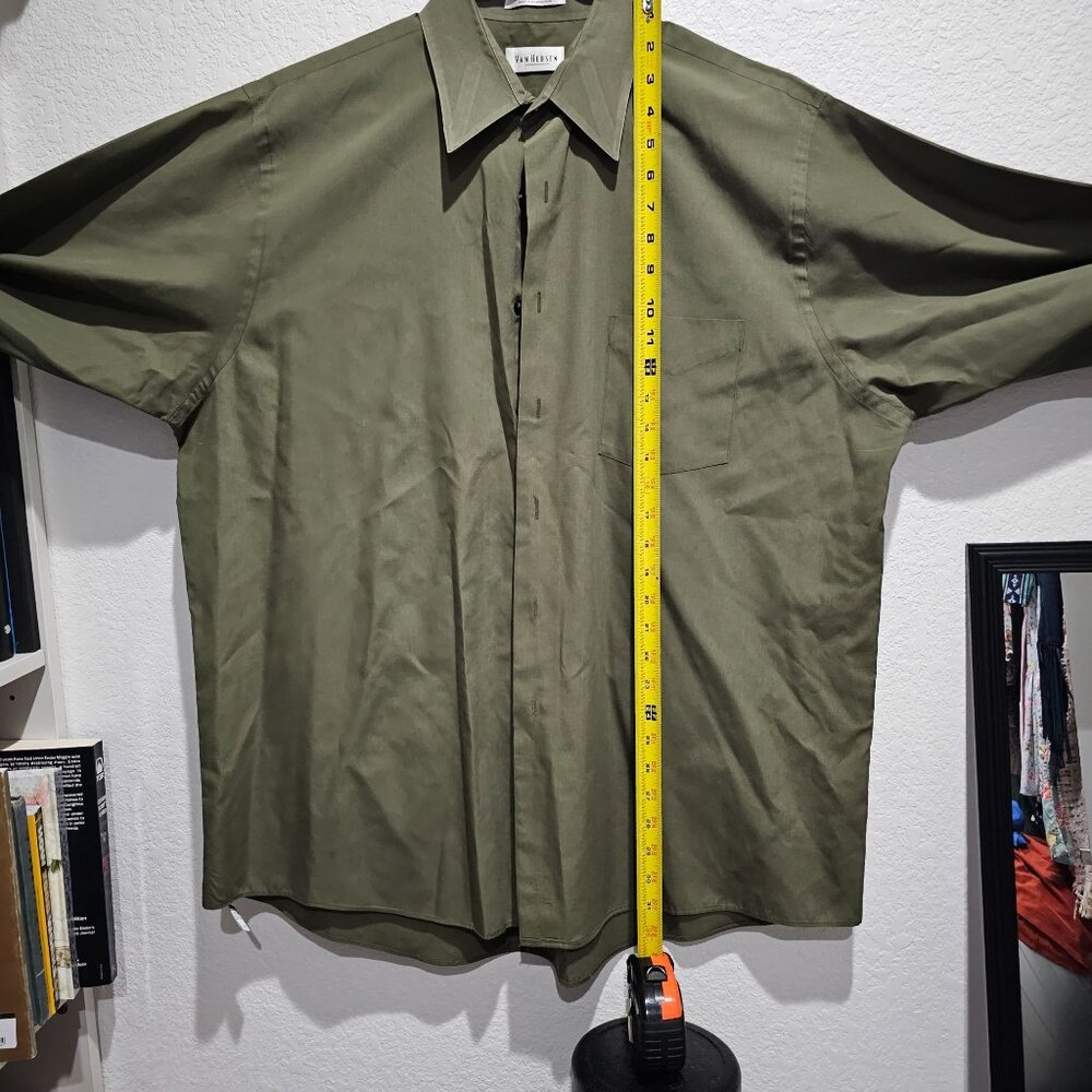Men's Van Heusen Olive Green LongSleeve Size‎ 17, 34/35 XL - Picture 4 of 8